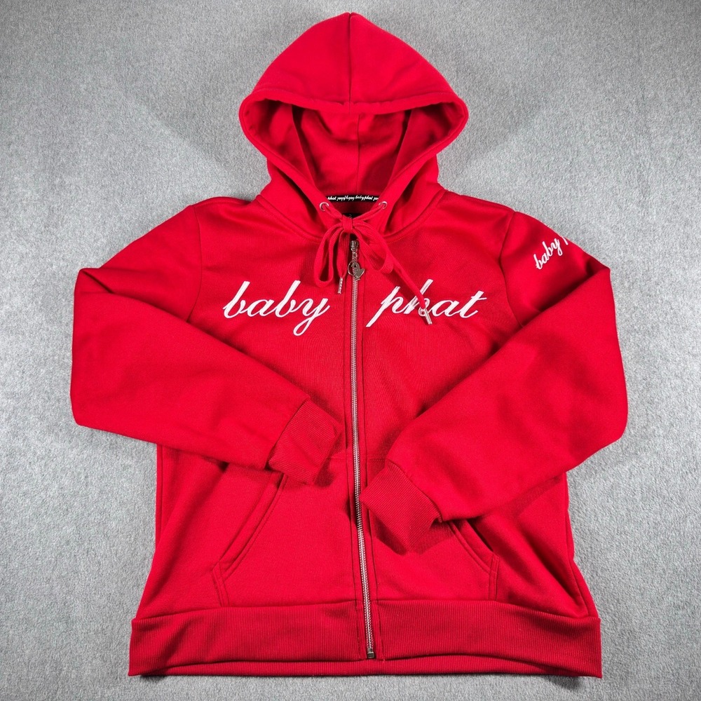 Vintage Baby Phat Hoodie Womens M‎ Red Full Zip Y2K Hip Hop